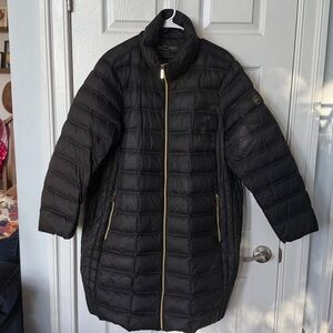 Michael Kors Black Puffer Coat with Gold Zippers